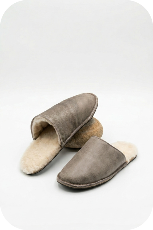 Taupe Mule Sheepskin Slippers - Men's and Women's