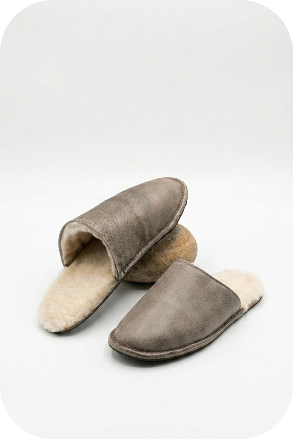 Taupe Mule Sheepskin Slippers - Men's and Women's